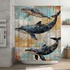 3D Printed Whales Bath Shower Curtain Waterproof Non-Slip Decorative Ocean Life Print For Bathroom
