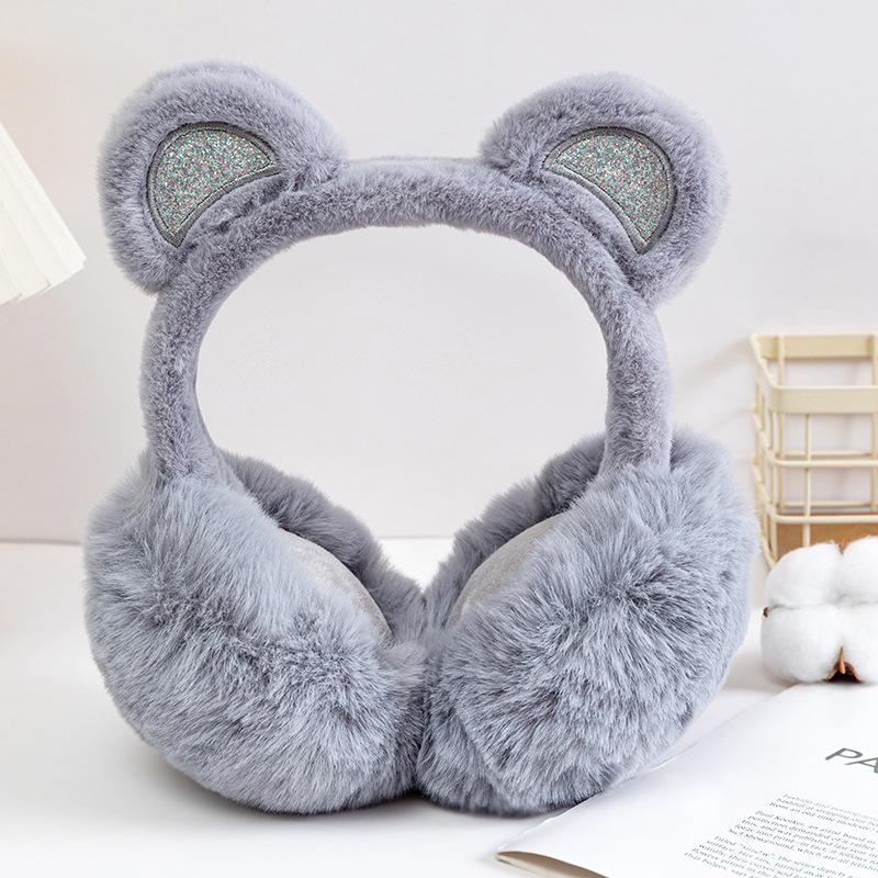 Orecchie da Animale Carine Morbide Paraorecchie Forma di Hamburger Accessori Abbigliamento Borsa Orsetto Peluche Paraorecchie Pieghevoli