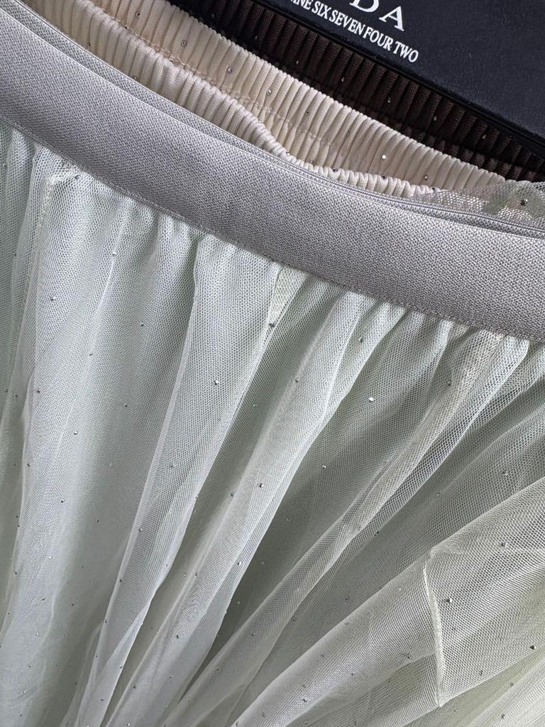 Women's Sparkling Starry Gradient Pleated Mesh Skirt