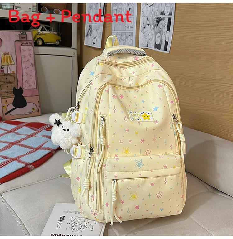 Star Pattern Girls Backpack With Material And Comfortable Straps For School