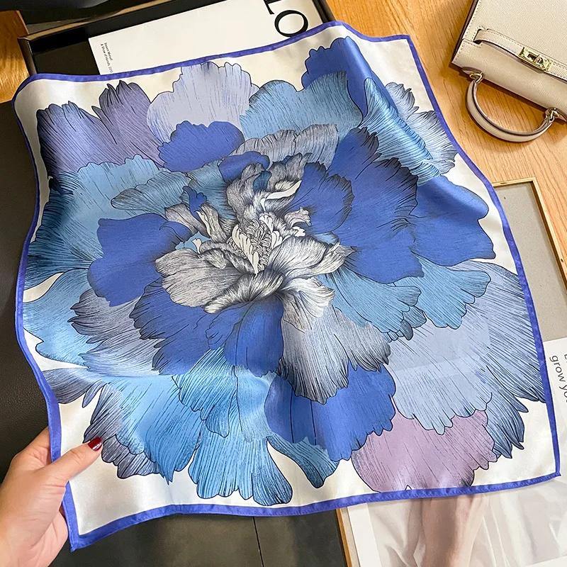 100% Real Silk Scarf Women Elegant Floral Print Foulard Neck Hairband Female Small Square Scarves Spring Kerchief Tie 2025 New