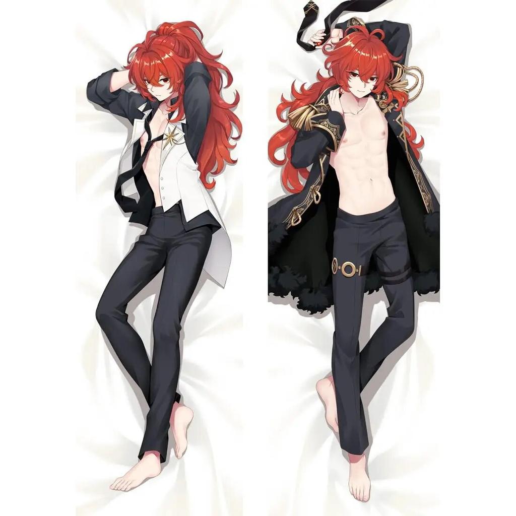 Gra Genshin Impact Diluc Cosplay Poszewka na poduszkę Dakimakura Diluc Kostium Męski Otaku Przytulanie Ciało Poduszka Poszewka na poduszkę