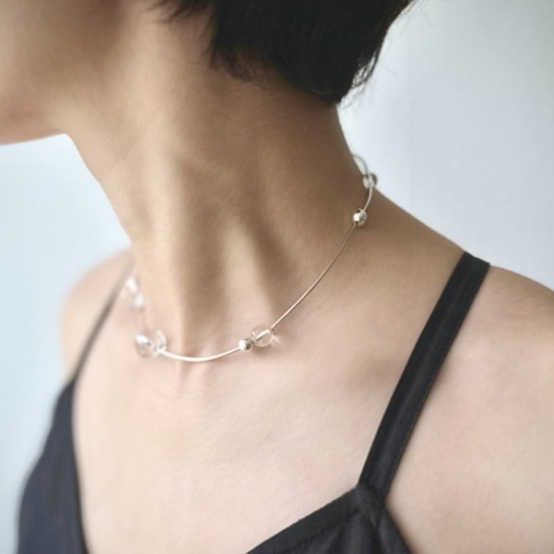 

SUZURAN orbital silver necklace_crystal orbital silver necklace crystal 38cm+5cm adjust silver chain