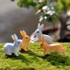 2Pcs Rabbit Ornament Miniature Figurine Fairy Garden Terrarium Landscape Decor