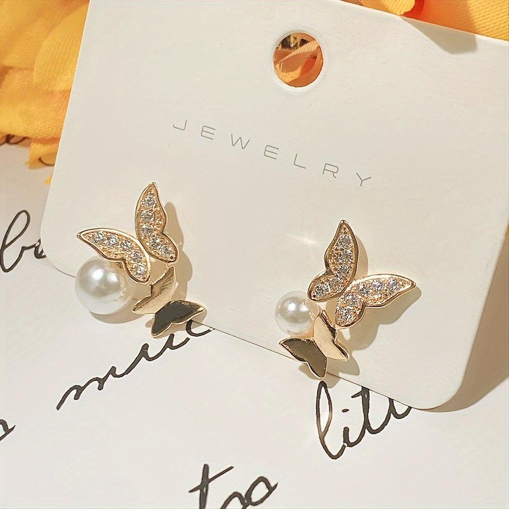 High-quality Butterfly Imitation Pearl-shaped Earrings, Classic Versatile, Personalized, Elegant, Minimalist, and Stylish Earrings