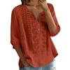 Damen V-Ausschnitt Dreiviertelarm Bestickte Knopfleistenbluse mit Blumenmuster Lockerer Schnitt Lässiges Oberteil
