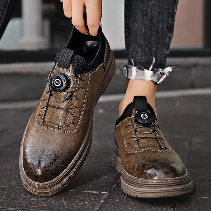 Fashion Outdoor Antiskid Casual Male Leather Shoes Comfortable Sneakers High-quality Oxford Shoes Breathable Walking Shoes Walk Trainers