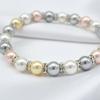 Ladies Bracelet 8mm Colorful Shell Pearl Bracelet Round Marine Mother of Pearl Bracelet Girls Cute Candy Bracelet