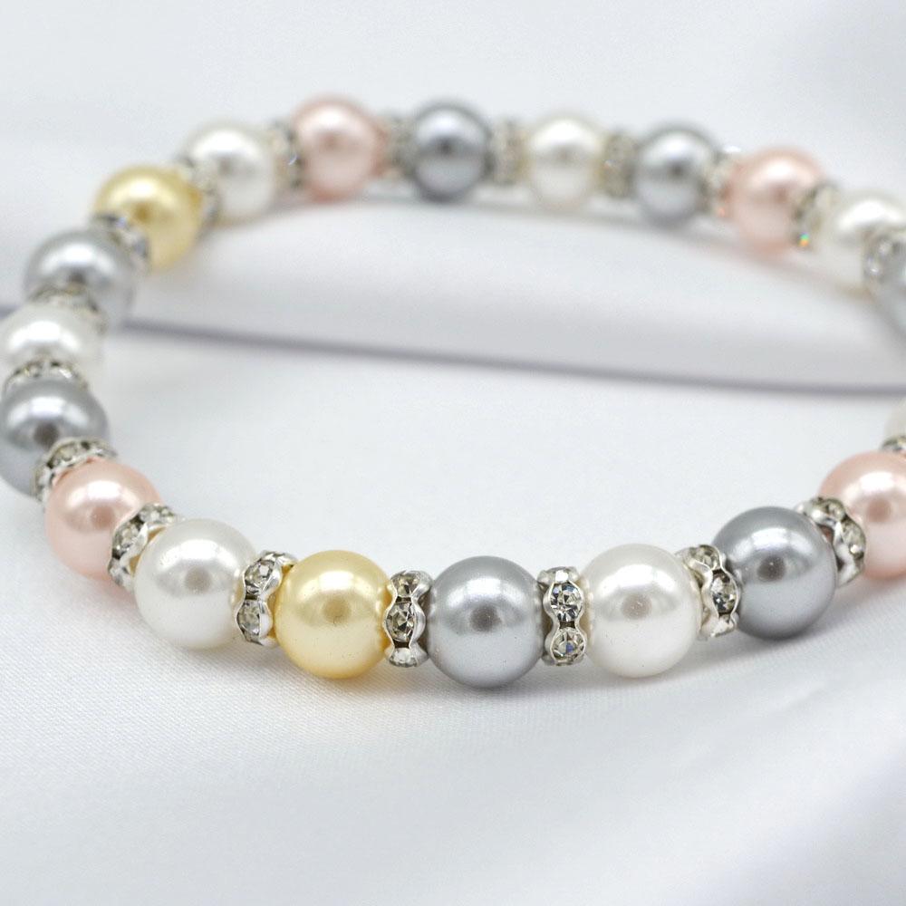 Ladies Bracelet 8mm Colorful Shell Pearl Bracelet Round Marine Mother of Pearl Bracelet Girls Cute Candy Bracelet