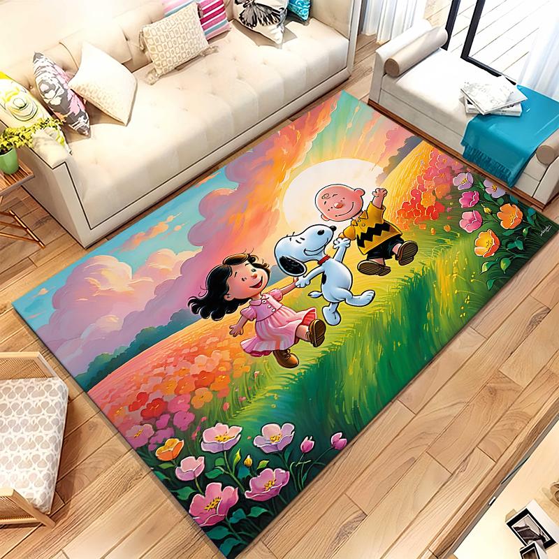 Cute Snoopy Dog Cartoon Living Room Non-Slip Area Rug Soft Carpet for Bedroom Kids Playroom Sofa,Home Decor Doormat Gift