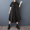 Short Sleeve Plus Size Cotton Mesh Vintage New In Dresses for Women Casual Loose Long Summer Shirt Dress