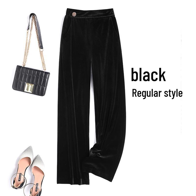 

Женские брюки из золотого бархата с высокой посадкой и прямыми штанинами - Коллекция Весна/Осень 2025 S / Waist 26 [85-95 lbs recommended]