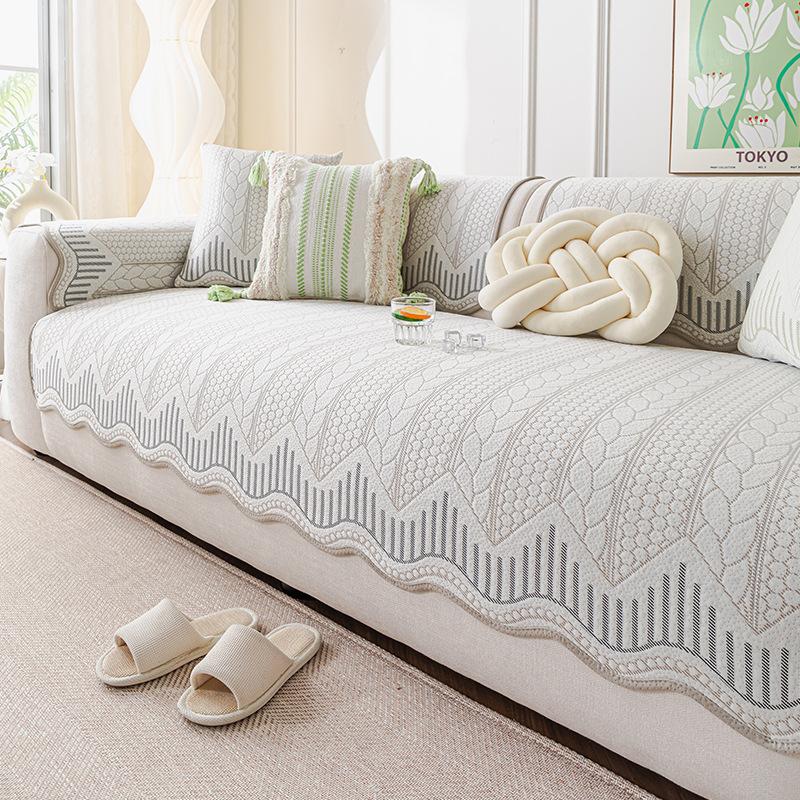 Simple Wind Sofa Cushion  New Summer Seat Cushion One-Piece Cover Cloth Towel Fixed Combination Sofa Cover