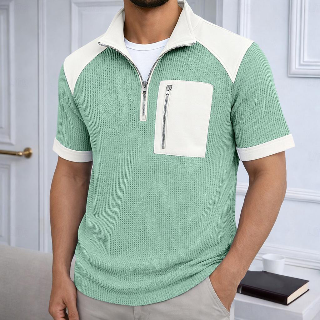 Men's Casual Zip-Up Short-Sleeve Top