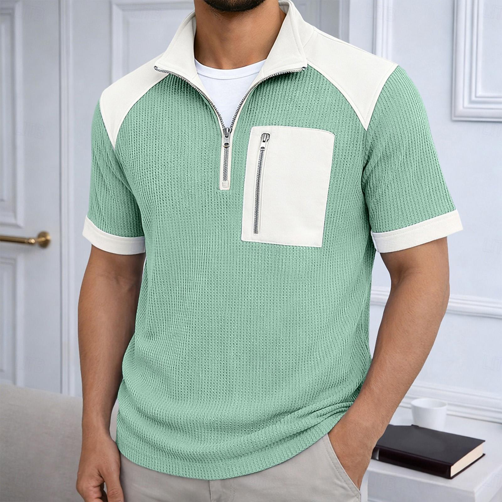 

Мужская повседневная короткая футболка на молнии XXXL