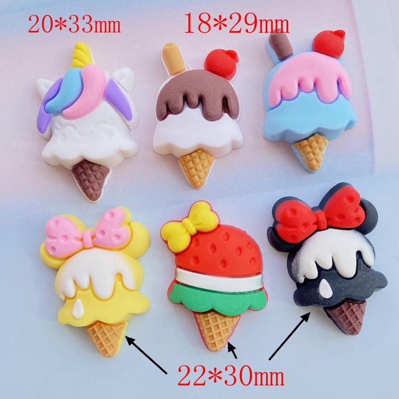 12pcs Cute PVC Mixed Ice Cream Series Flexible Glue Flat Back Cabochon Scrapbook Kawaii DIY Embellishments Accessories H300