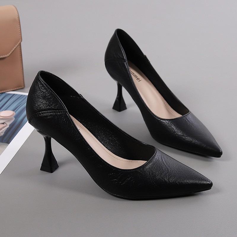 New soft leather professional work shoes women's single shoes temperament pointed high heels women's autumn stiletto women's shoes