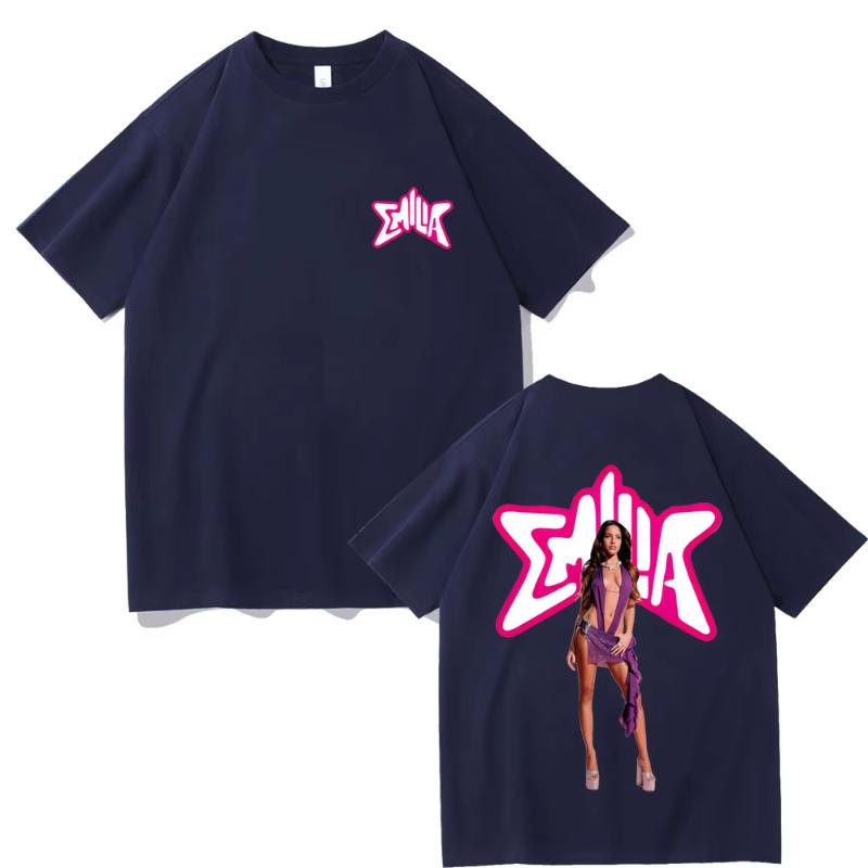 Singer Emilia Mernes MP3 Double Sided Print T Shirts Unisex Women Cotton Oversized Tshirts Unisex Fashion Tshirt Streetwear