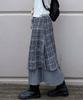 Plasma Sphere Duplex Stud Cross Eyelet Check Layered Long Wrap Skirt_2 Colors