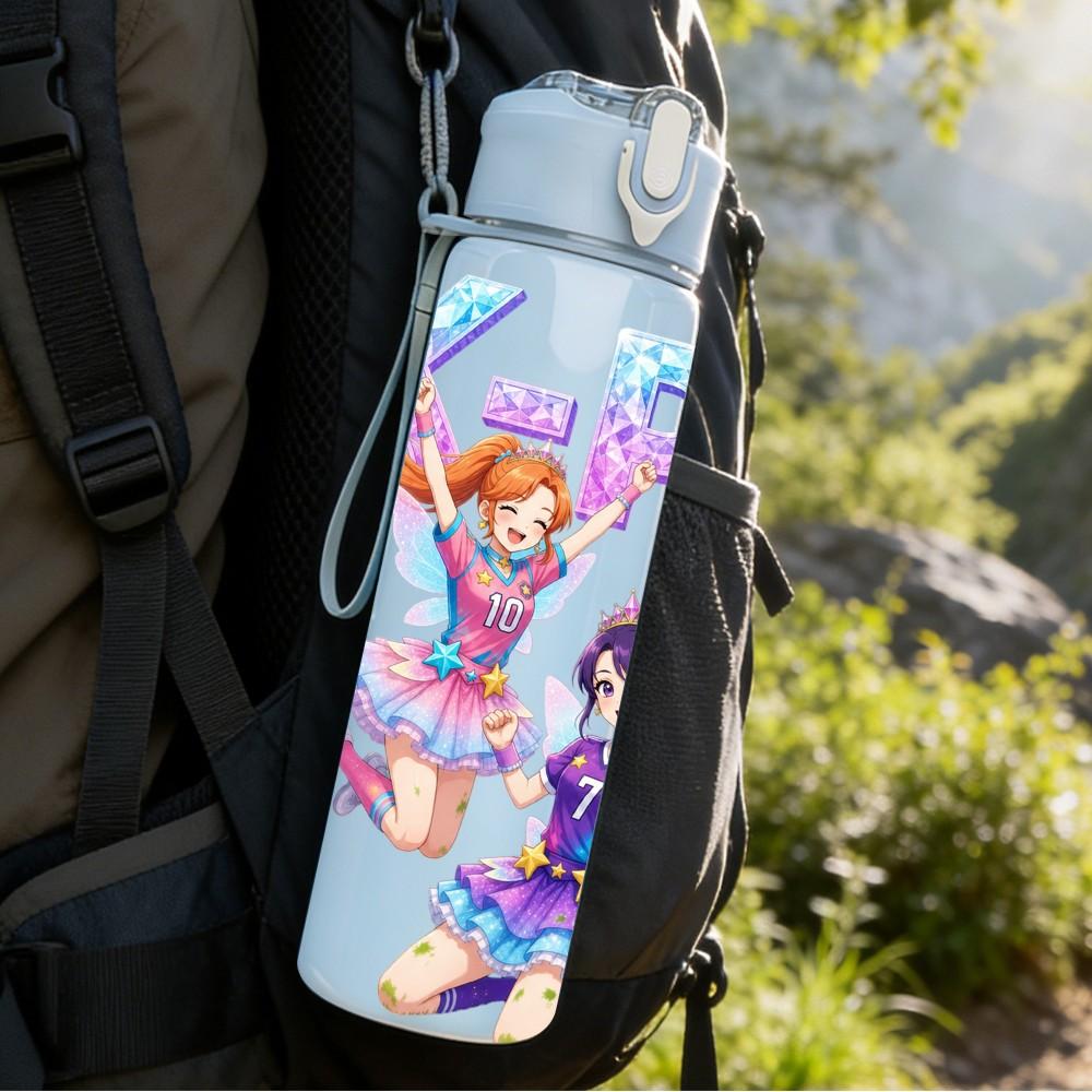 1PC Kpop Dancing Girl Group 750ml Color Plastic Sports Water Bottle Leakproof Flip Straw Lid Suitable for Sports Office Home Use