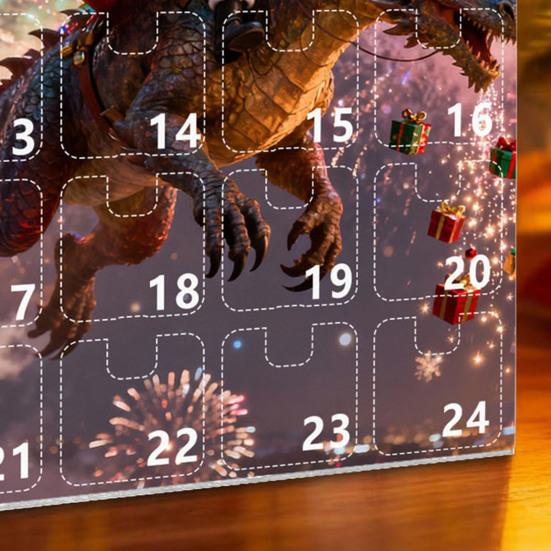 Advent Calendar Santa Claus Flying Dragon Design 24-Day Countdown Festive Family Activity Calendar Festive Atmosphere Enhancer