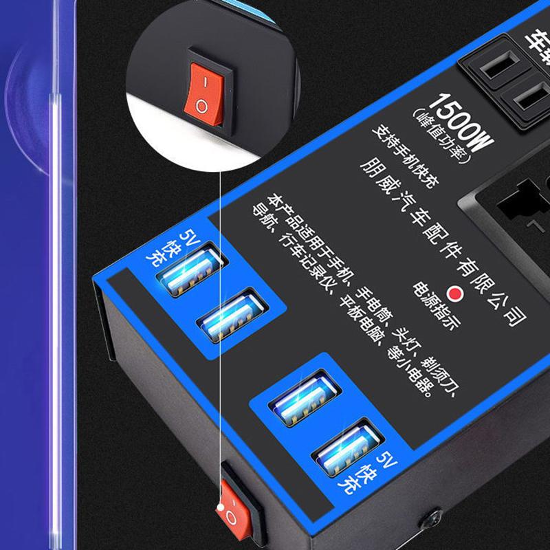 1500 W auto toiteinverter 12 V 24 V kuni 220 V auto mobiiltelefon USB laadimisveoki kodupistikupesa automaatse laadija muunduri adapter
