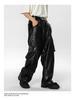 Men's Autumn West Coast Hip-Hop Punk Multi-Pocket Leather Pants