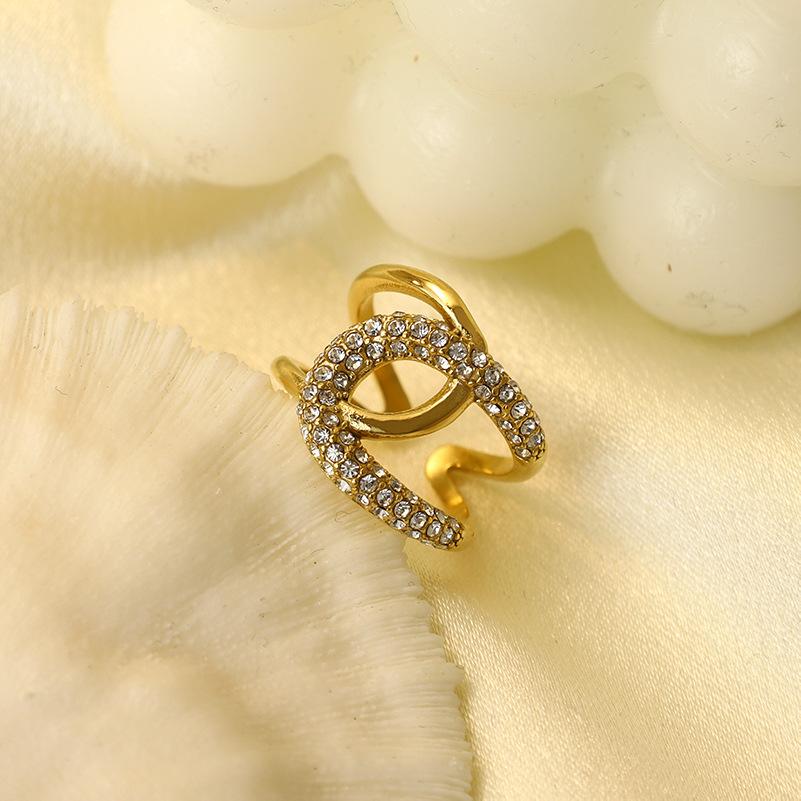 Simple Ring Women'S Light Luxury Twist Woven Chain Titanium Steel 18K Electroplated Ring Diamond