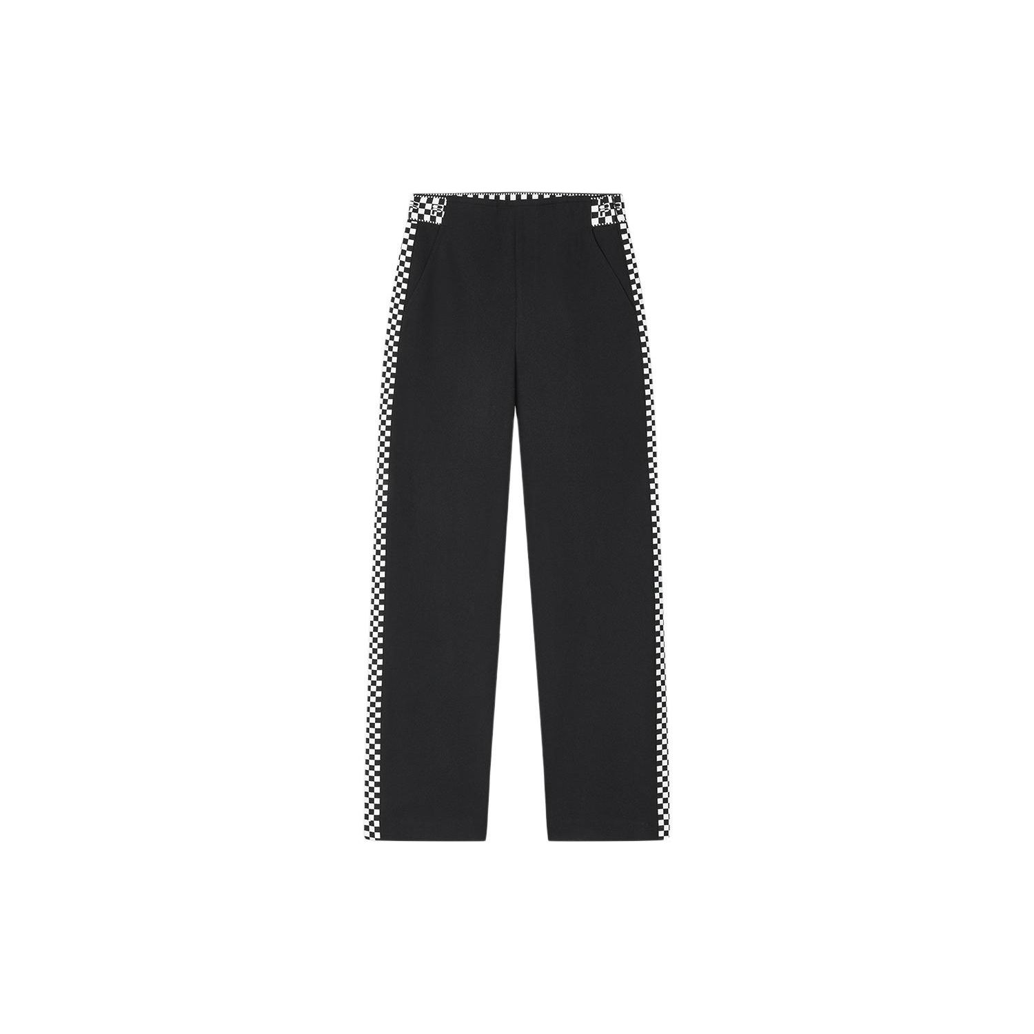 

FILA Emerald Checkered Straight Leg Knit Casual Pants Women bottoms Black F11W414802F-BK S