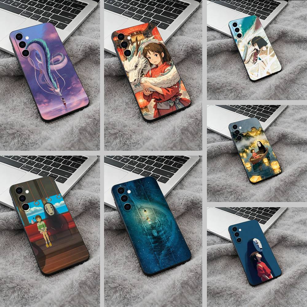 S-A-Spirited Away Black Soft Silicone Phone Case for Samsung Galaxy A73, A71, A72, A70, A53, A52, A51