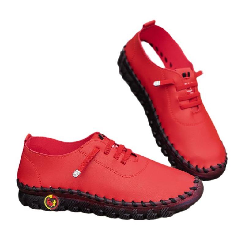 Hand-stitched Microfiber Leather Mother Shoes Casual Shoes Wear-resistant Flat Sole Single Secondary Second-class Women's Shoes