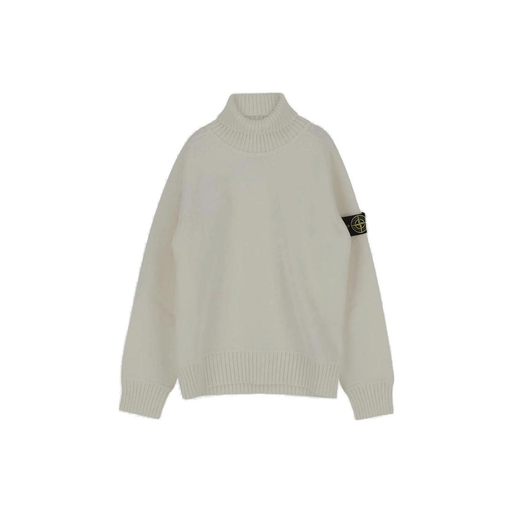 Stone Island Solid Color High Neck Knitted Long Sleeve Sweatshirt Kids sweatshirt White 7716504A2-V0099