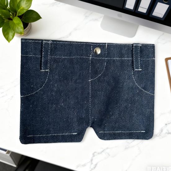Mini Jeans Wallet Funny Denim Coin Purse Retro Style Bifold Purse with Card Holder Portable Pocket Pants Wallet for Cards Keys Cash