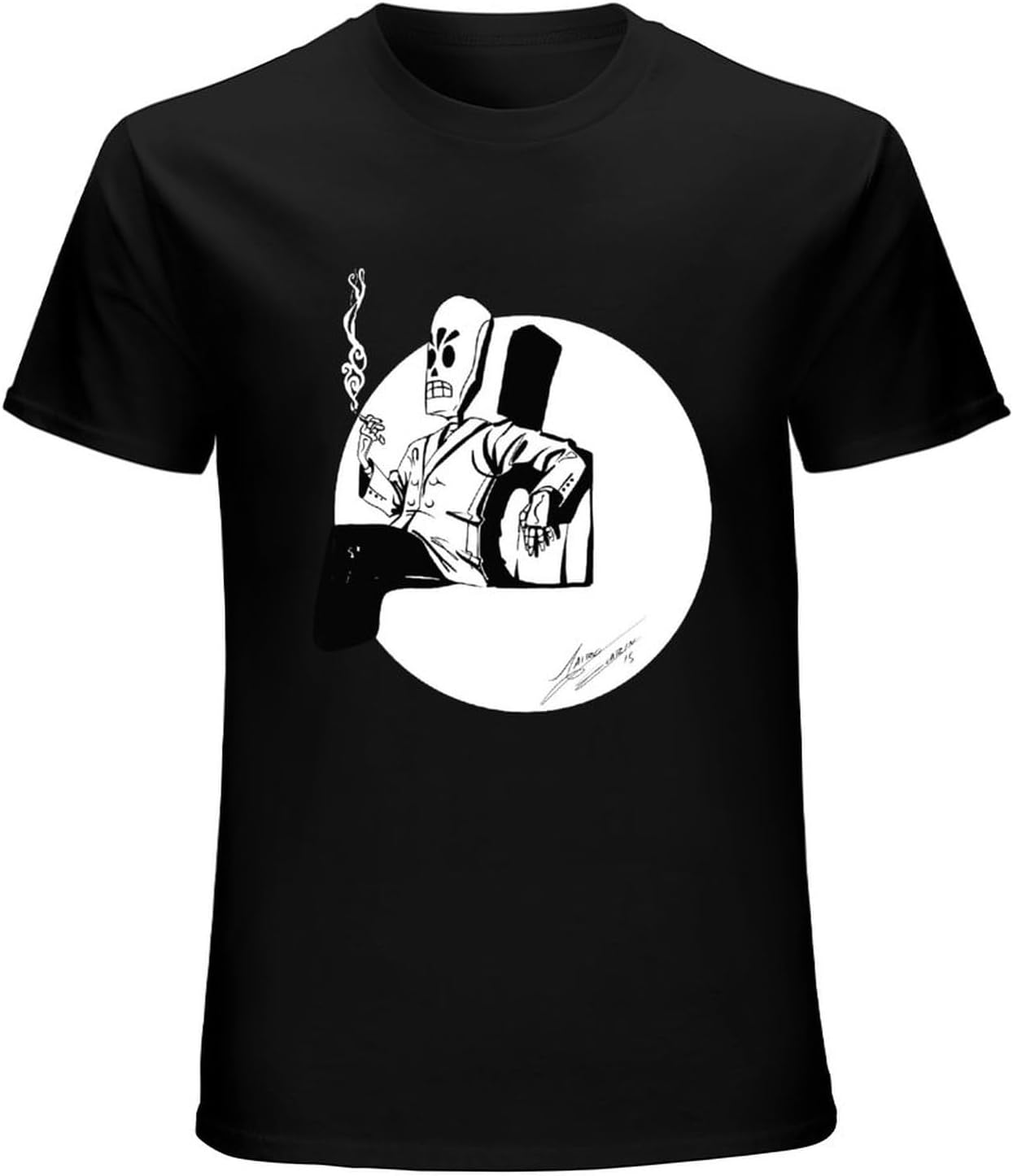 Men Grim Fandango Unisex Printed Tees Top Short Sleeve T-Shirt Black L чёрный