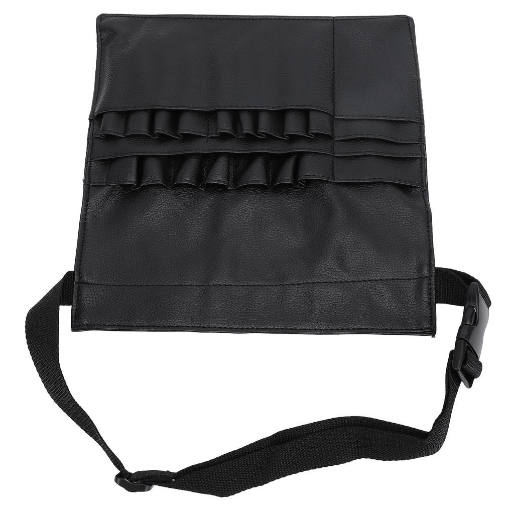 Makeup Brush Belt Professional Small Portable Foldable Cosmetic Pouch Tool Storage Bag PU Leather with Artist Strap