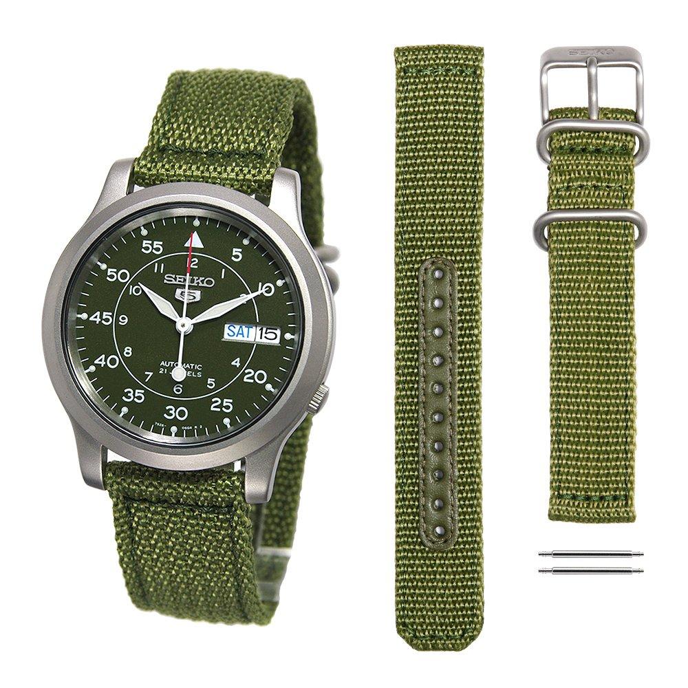 SEIKO 5 Automatic Watch with Genuine Spare Strap and 2 Pins Set, Overseas Model SNK805K2, 3-Piece Set