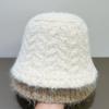 New Knitted Wool Twist Bucket Hat for Women In Autumn and Winter Without Makeup Solid Color Ear Protection and Face Small Fisherman Hat Dome