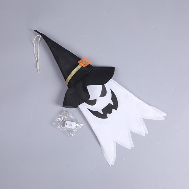 Halloween Decoration Flashing Light LED Skull Festival Dress Up Glowing Wizard Hat Lamps Hanging Decoration Kid Gift