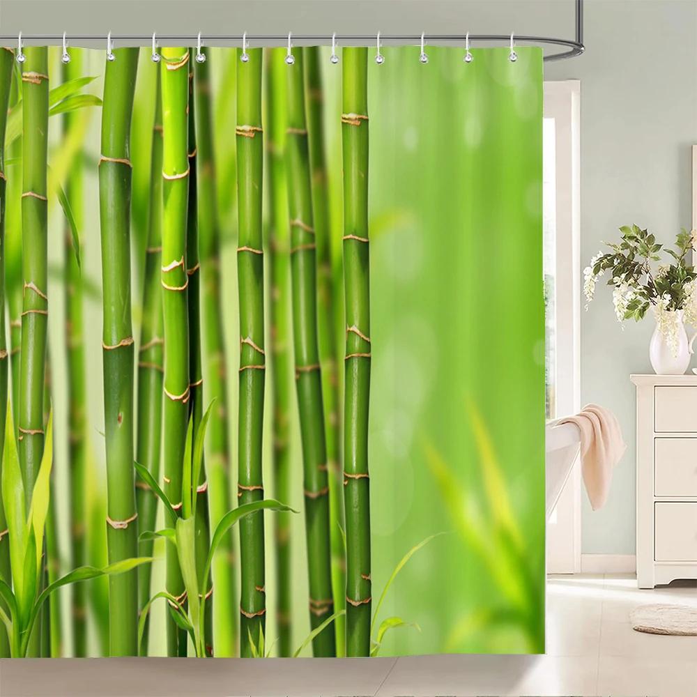 Modern 3D Printing Forest Shower Curtain Green Plant Tree Landscape Bath Curtain With Hooks For Bathroom Waterproof Scenery