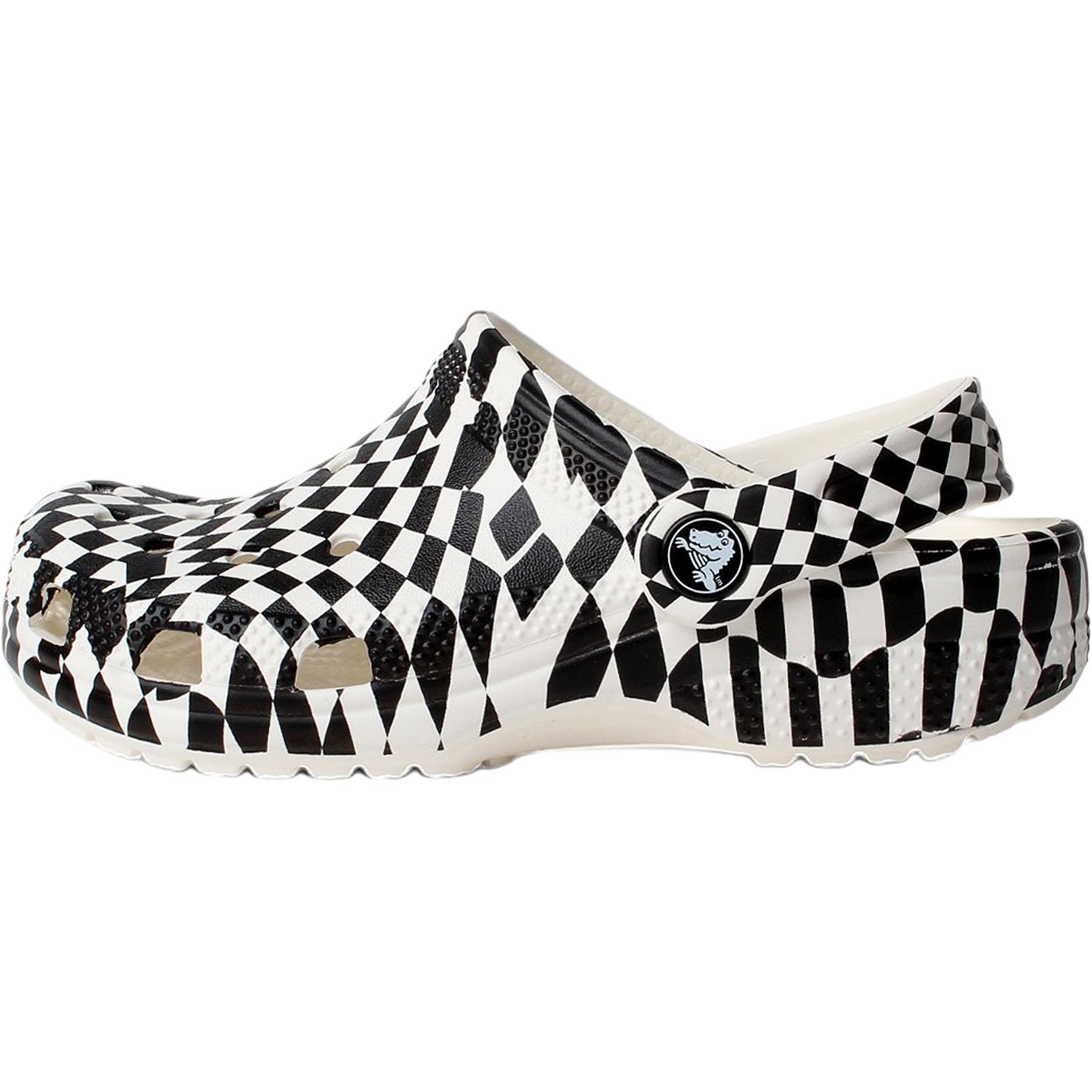 Crocs Classic Warped Checker Clog K Kids clogs Black White 210990-103 28-29