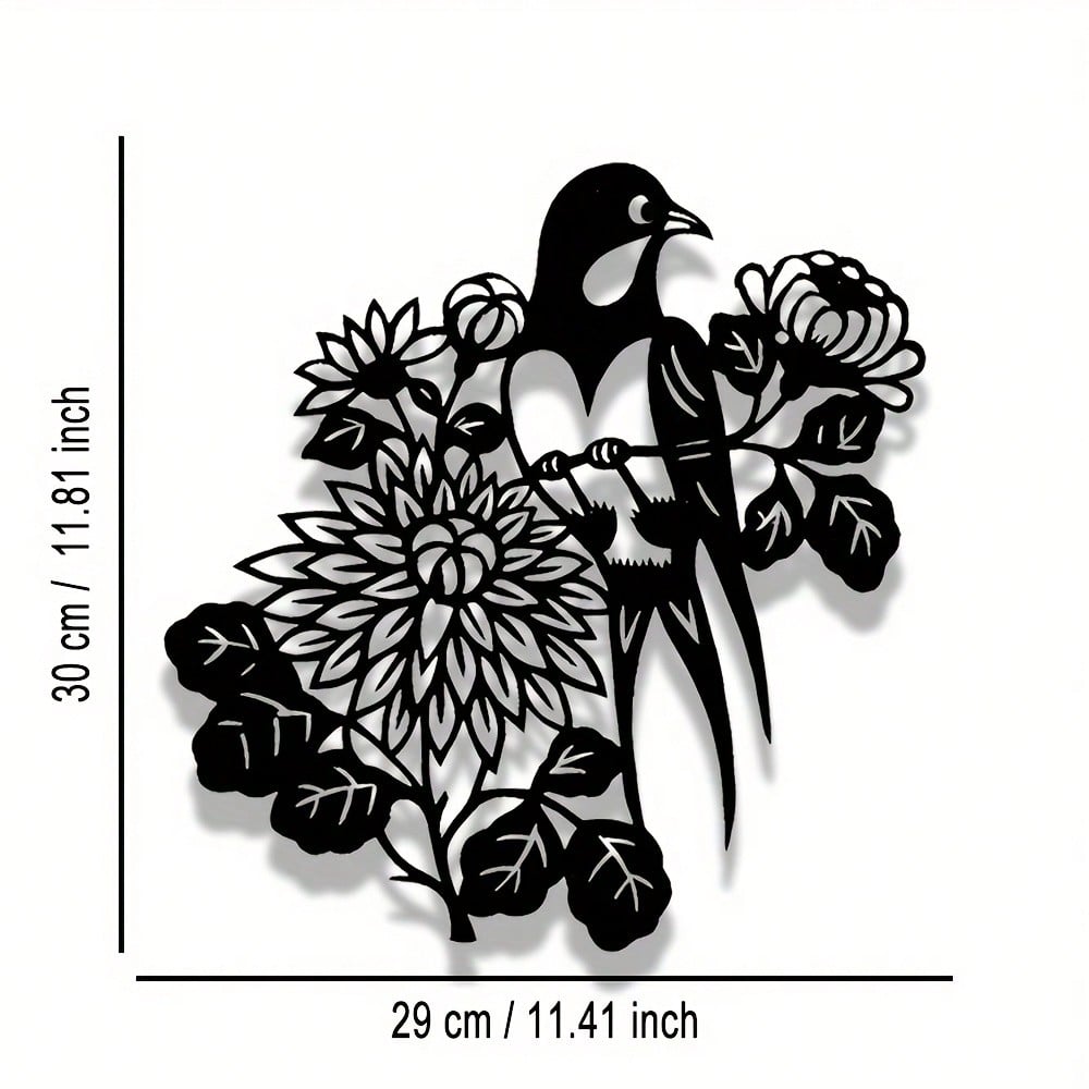 Gothic Metal Wall Art Raven Flower Ornament Vintage Home Decor Office Cafe
