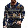 Egyptian Culture Print Pullover Europe America Fashion Men's T-shirt Comfortable Men's Long Sleeve T-shirt Outdoor Oversized Tees Top