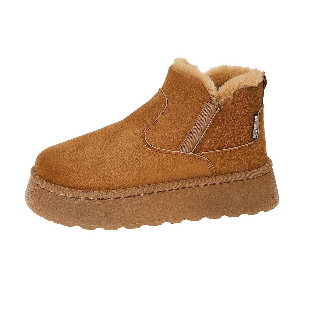 Plus Size Women's Thick Sole Winter Snow Boots - Fur-Lined, Low Cut, Warm Velvet Style