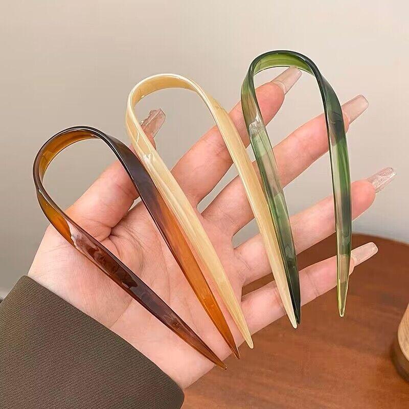 2023 Ny vintage U-formede hårnåler Utsøkt acetat hårklemme Mote gjør-det-selv-hårgrep Barrettes For kvinner Hårtilbehør Hodeplagg