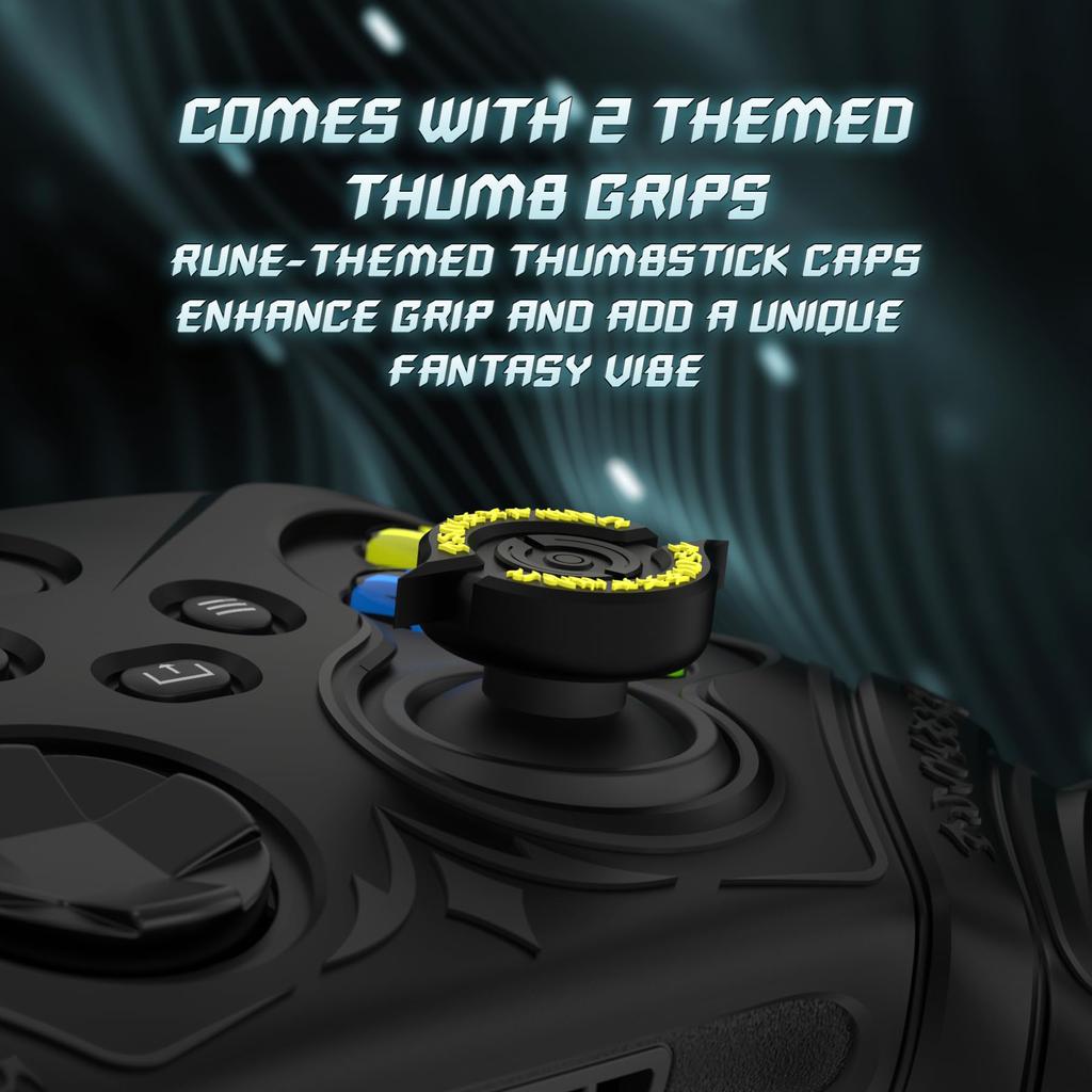 PlayVital Silicone Controller Cover for Xbox Series with Thumb Caps Stickers Grip Shock Absorbing Runes Edition X/S & – Non-Slip Skin, – (Black)