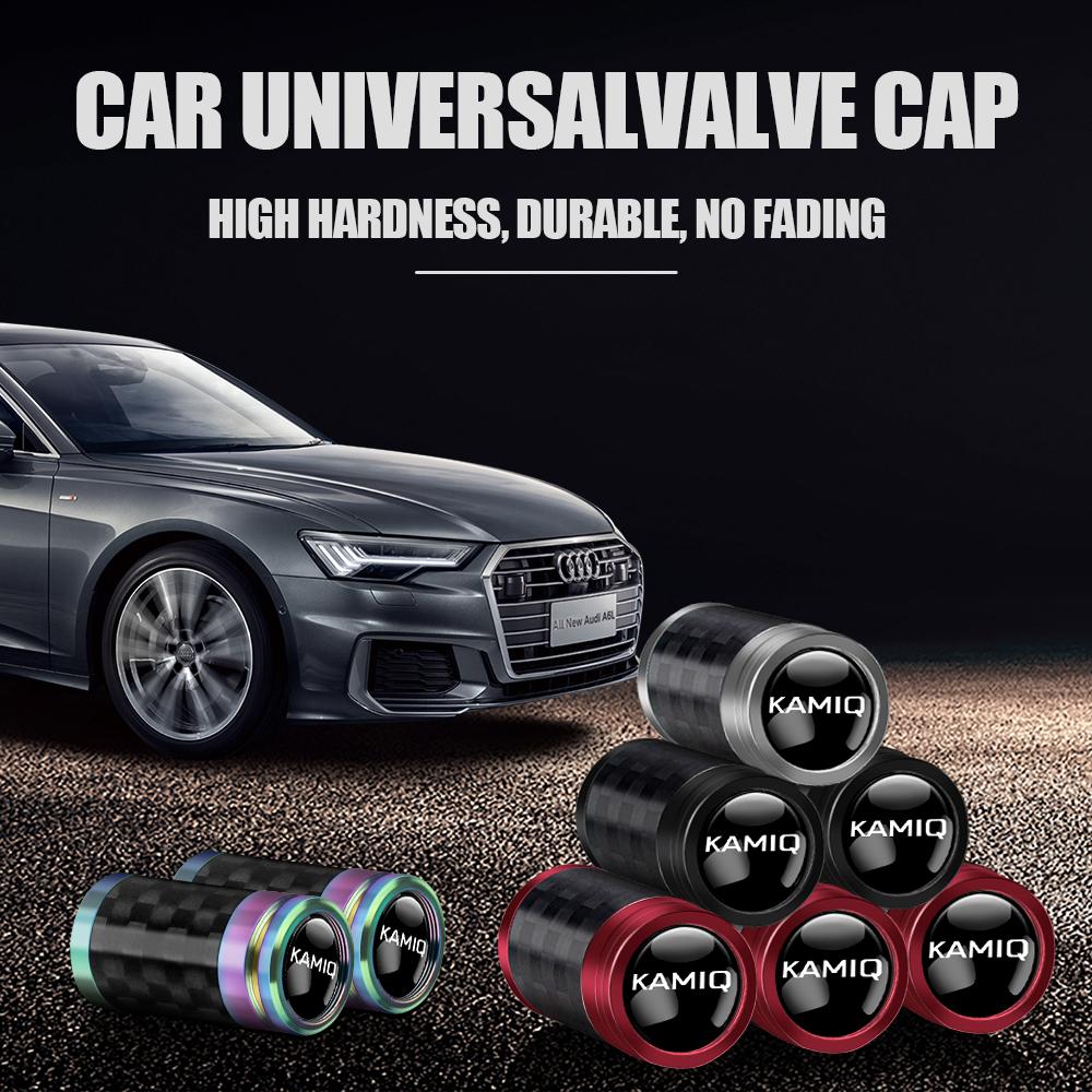ADT1 4Pcs Car Metal Wheel Tire Valve Stem Air Caps Auto Refit for Skoda S VII VRS Octavia Rapid Fabia Superb Kodiaq Scala Karop Kamiq