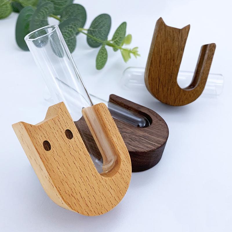 Cat Whisker Jar Mini Wooden Test Tube Vase for Whiskers Cat Whisker Collection Refrigerator Magnet Pet Hair Keepsake Bottles