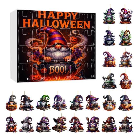 

2025 Хэллоуин Гном Адвент-календарь 2D Акриловый Набор Подвесных Украшений Календарь Обратного Отсчета на 24 дня для Праздничного Домашнего Декора I