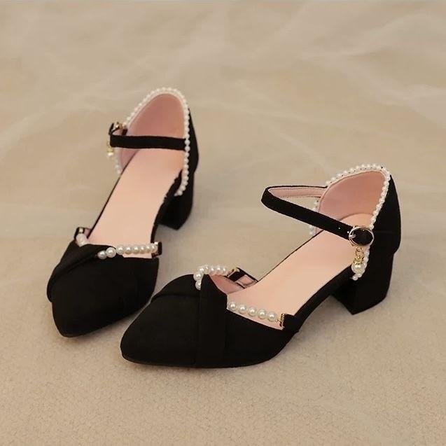 Summer Chinese Style Flat Shoes With Pu Upper And Artificial Pearl Decor For Women