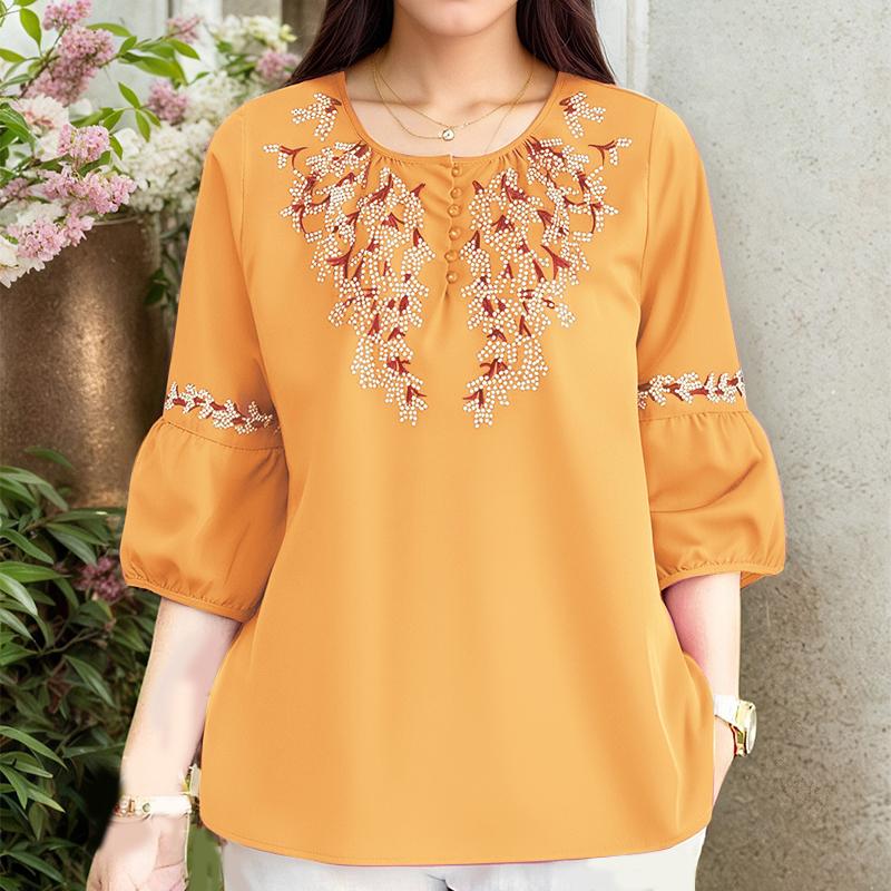 

ZANZEA Women Casual Round Neck Long Sleeve Loose Print Blouse 2XL